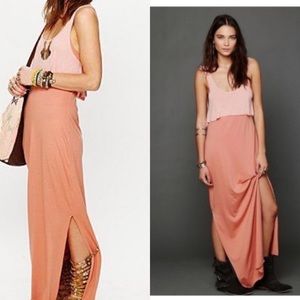 Free People Beach Two Tone Peach/Coral Maxi Dress